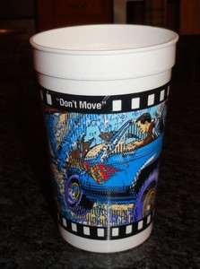 1993 BURGER KING PROMO PLASTIC CUP LAST ACTION HERO DON'T MOVE ANIMATED CUP