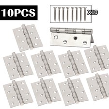 10 x STAINLESS STEEL BUTT HINGES Large 4"/100mm Internal/External Door Pair Set