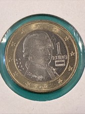 2002 1 Euro Brilliant Uncirculated Bimetallic Coin Representing Austria Mozart