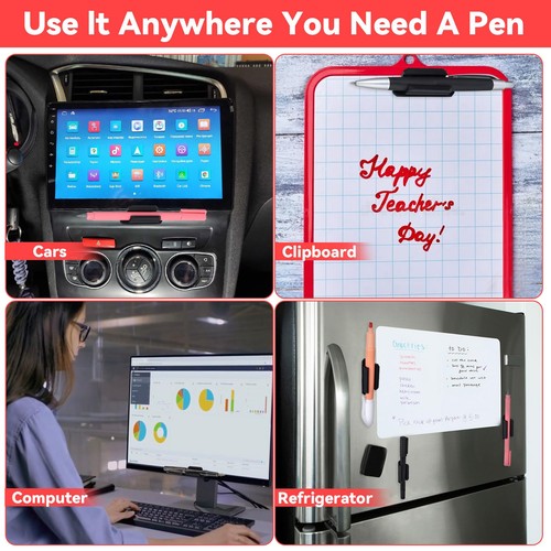 6 Pack Pen Holder for Desk, Silicone Adhesive Pencil Holders - Picture 4 of 7