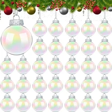 30 PCS Clear Plastic Fillable Ornaments,2.36 inch Christmas 2.36 Inch
