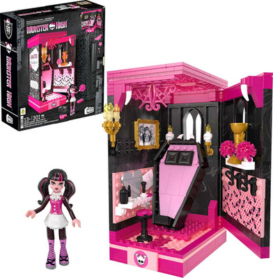 MEGA Monster High Action Figure Building Set Draculaura'S Boo-K Crypt with 301 P
