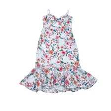 Guess Floral Lace Midi Dress 8 White Pink Coquette Mermaid Hem Cocktail Romantic