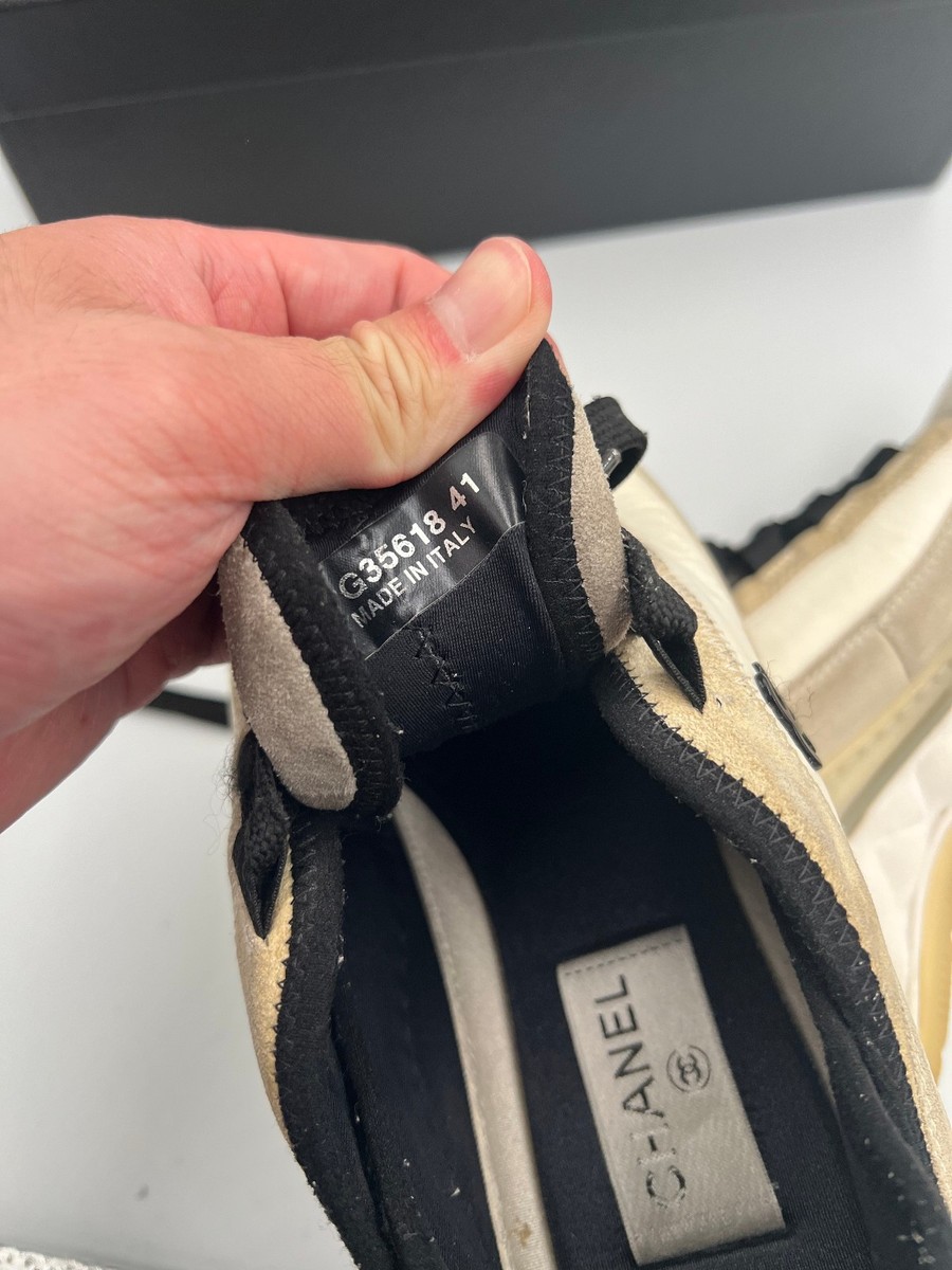 CHANEL CC Logo Trainer Sneakers White Men's US 8 View 6