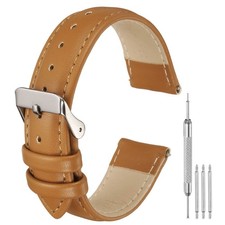 Leather Watch Band, 20mm Release Watch Strap for Men, Brown