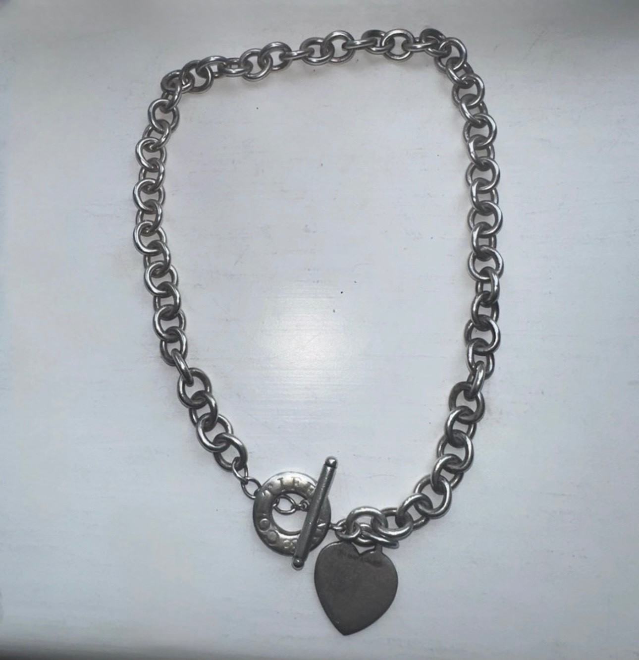 Authentic Tiffany&Co Return to Tiffany Heart Toggle Necklace Sterling Silver 16”