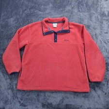 Vtg L L Bean Jacket Mens Large Red Fleece Snap Anorak Pullover Made In USA