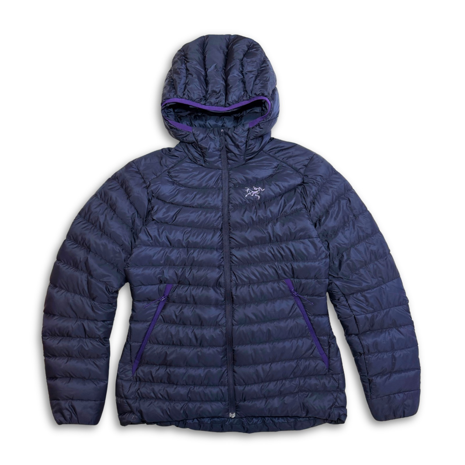 Arc’teryx Cerium LT Women’s Down Puffer Jacket Hooded Size M Navy/ Purple