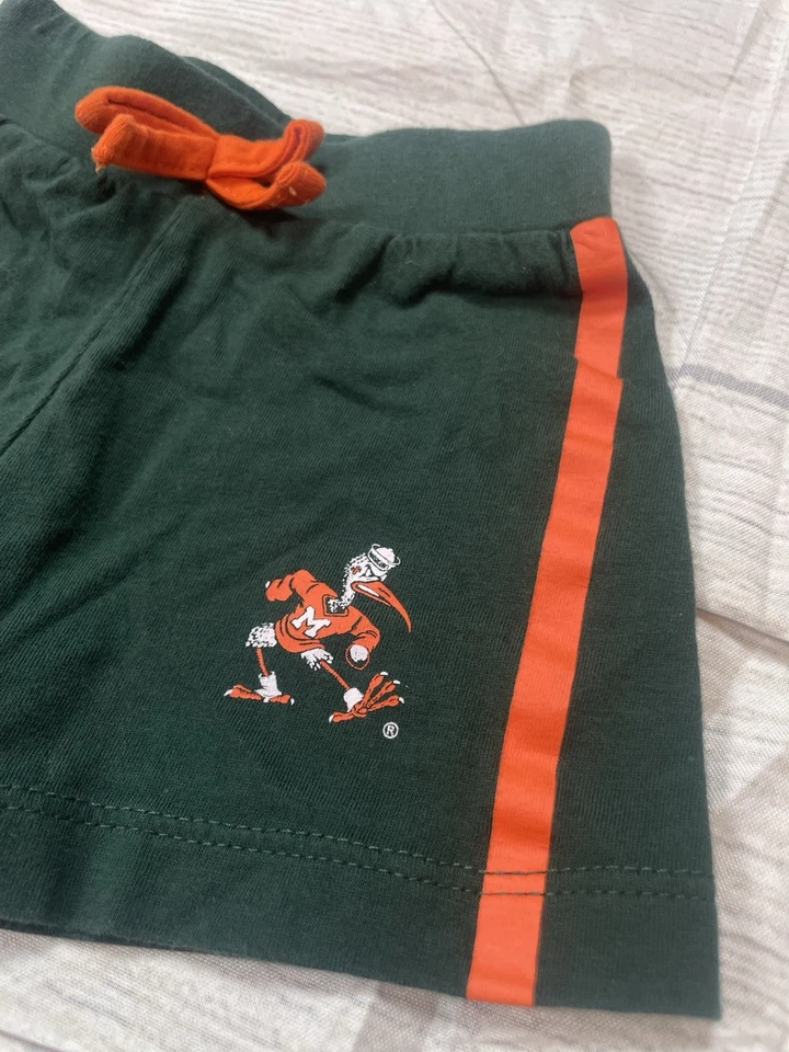 Pantalones Cortos Coliseo Bebé Recién Nacido 0-3 Meses Florida Miami Hurricane Algodón Verde Foto 3 de 4