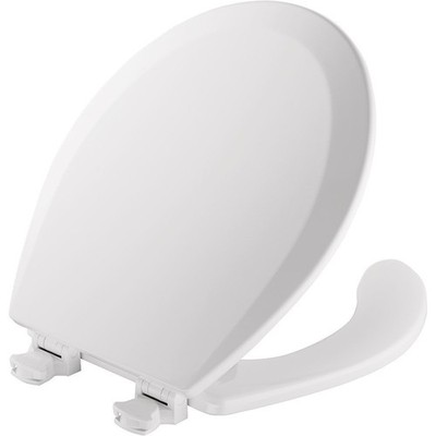 8440EC Open Front Toilet Seat and Lid, Easy Clean Hinges and Durable Wood Sea...