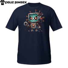 Angry Robot Cyborg T-Shirt – Futuristic AI Killer Machine Retro Cartoon Tee
