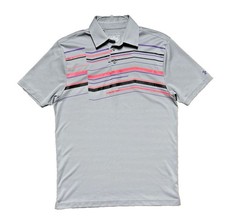 Under Armour Men's M Polo Shirt Gray Pink Heatgear Performance Loose Golf UA
