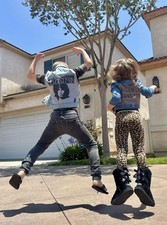 THE DOORS Jim Morrison 60s Rock Upcycled Retro Vintage Denim Vest Kids 10/12 L