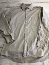 Van Heusen Dress Shirt Mens XL Beige Herringbone Classic Fit Wrinkle Free