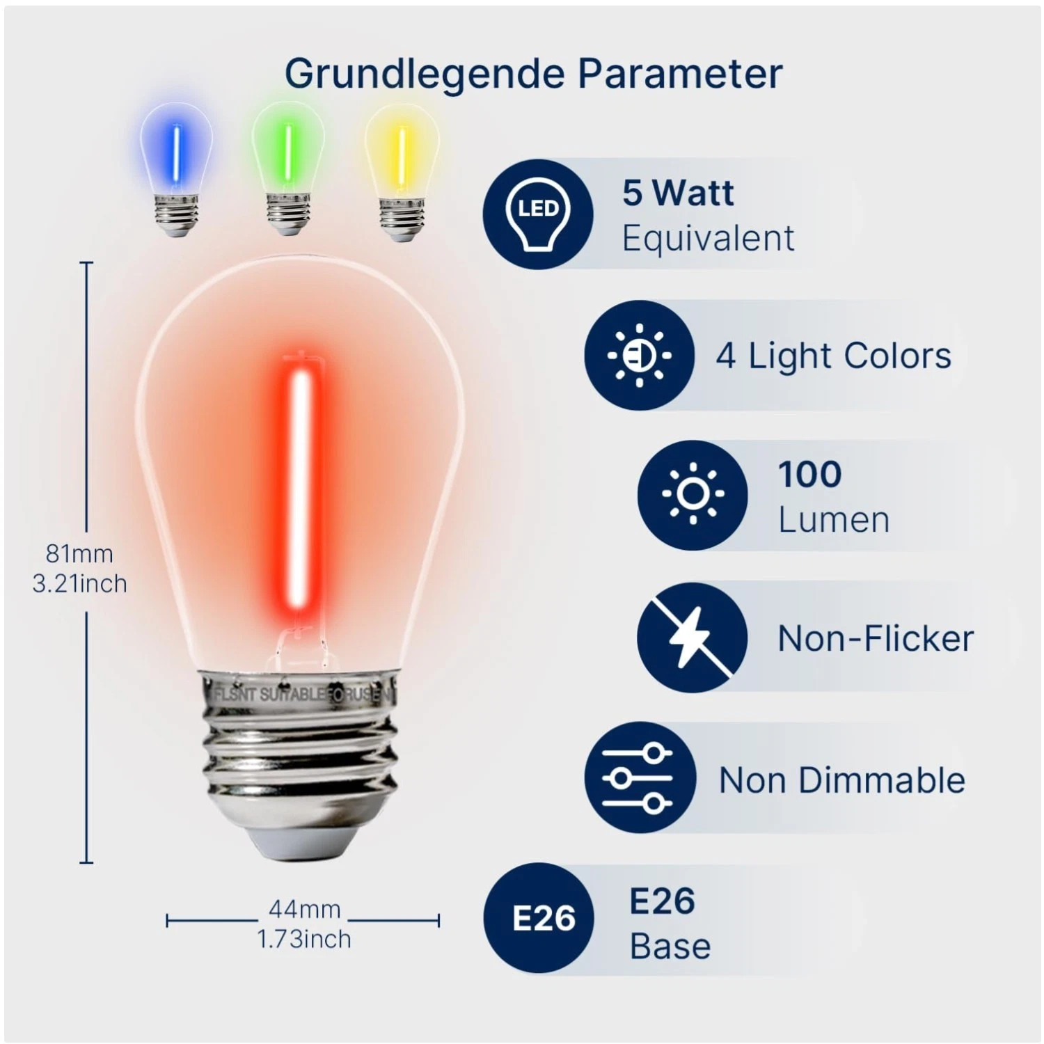 48 Pack S14 Colored LED String Light Bulbs, Outdoor Decor