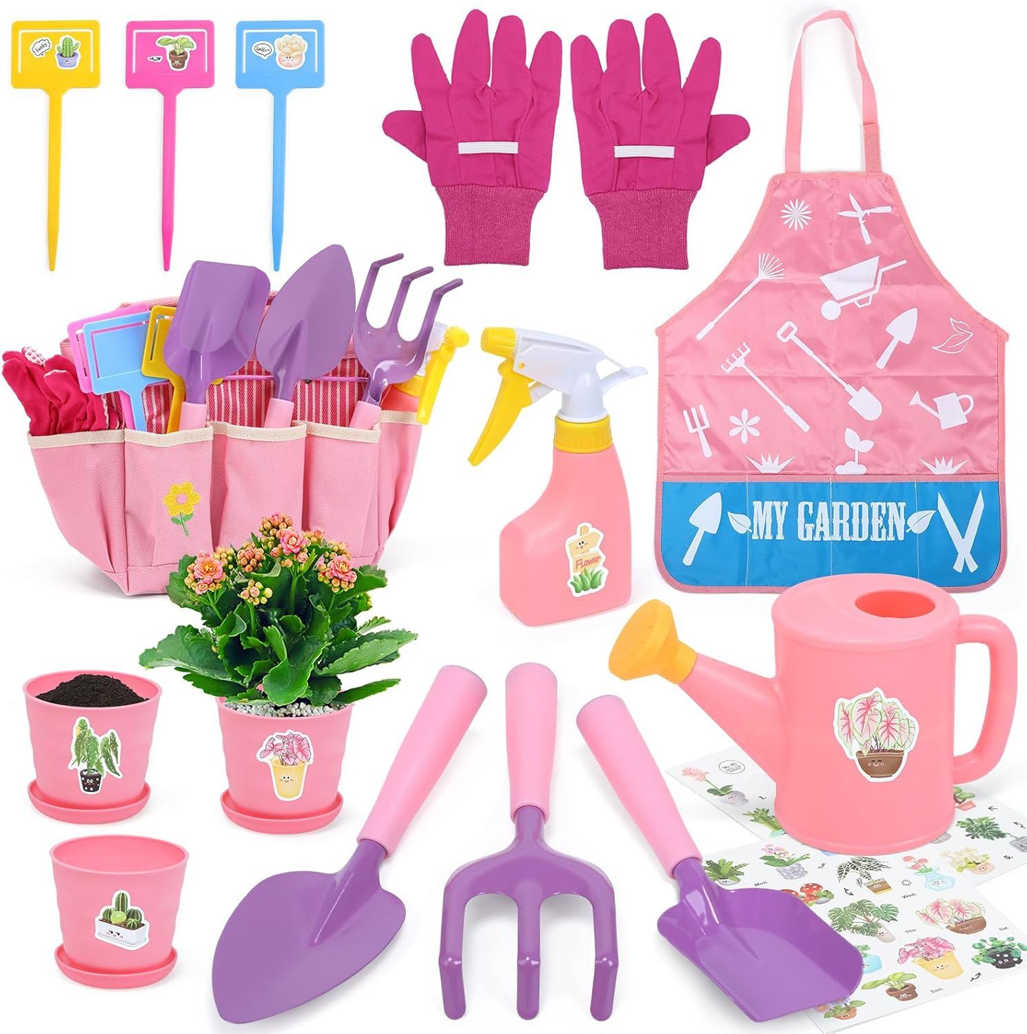 Set Giardinaggio Bambini con Grembiule - Kit Attrezzi Orto Educativo