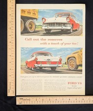 Vintage 1956 Ford Ford V-8 Color Print Ad Ful...