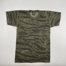 Vintage Tiger Camo Shirt Mens Medium Green Stripe Tee Rothco Made USA Military
