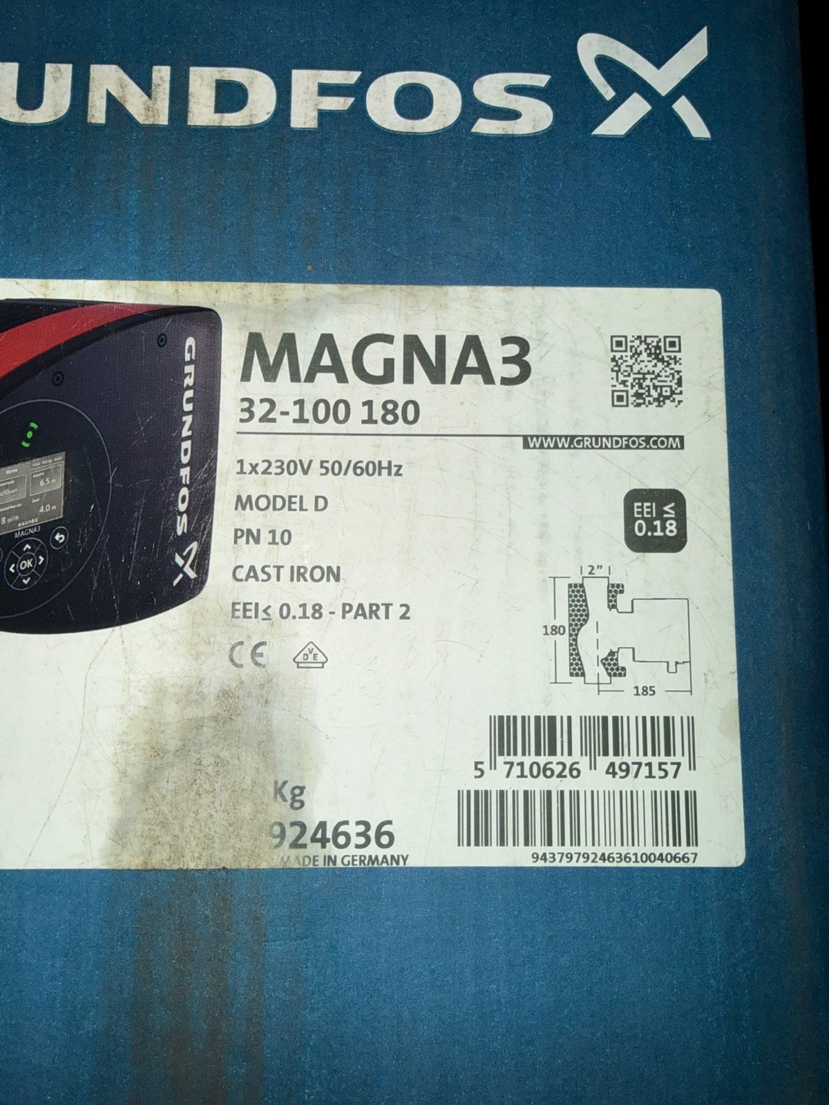 Grundfos Magna 3 32-100 180 Umwälzpumpe 180 mm Heizungspumpe 97924636