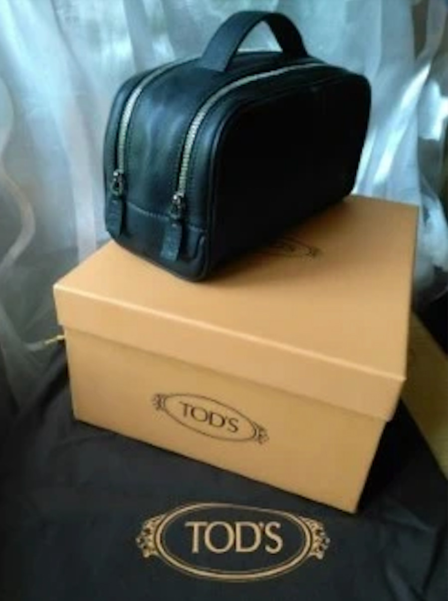 Beauty case nero pelle TOD'S uomo donna