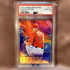 PSA 10 2018 Panini Diamond Kings Shohei Ohtani Rookie Card Aurora Holofoil #/99. rookie card picture