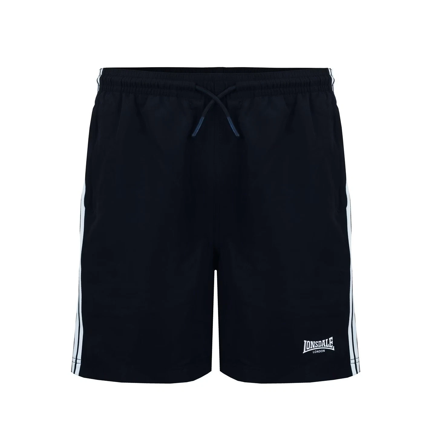 LONSDALE LOGO 2 STRIPE WOVEN BLACK GYM TRAINING SPORTS SHORTS-XL-BNWT-LON320