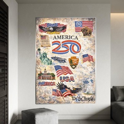 America 250 Patriotic Vintage USA Collage Art Poster