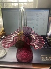 Vintage Fenton 1950s Cranberry Glass Ruffled Edge Basket W/Applied Handle 7"