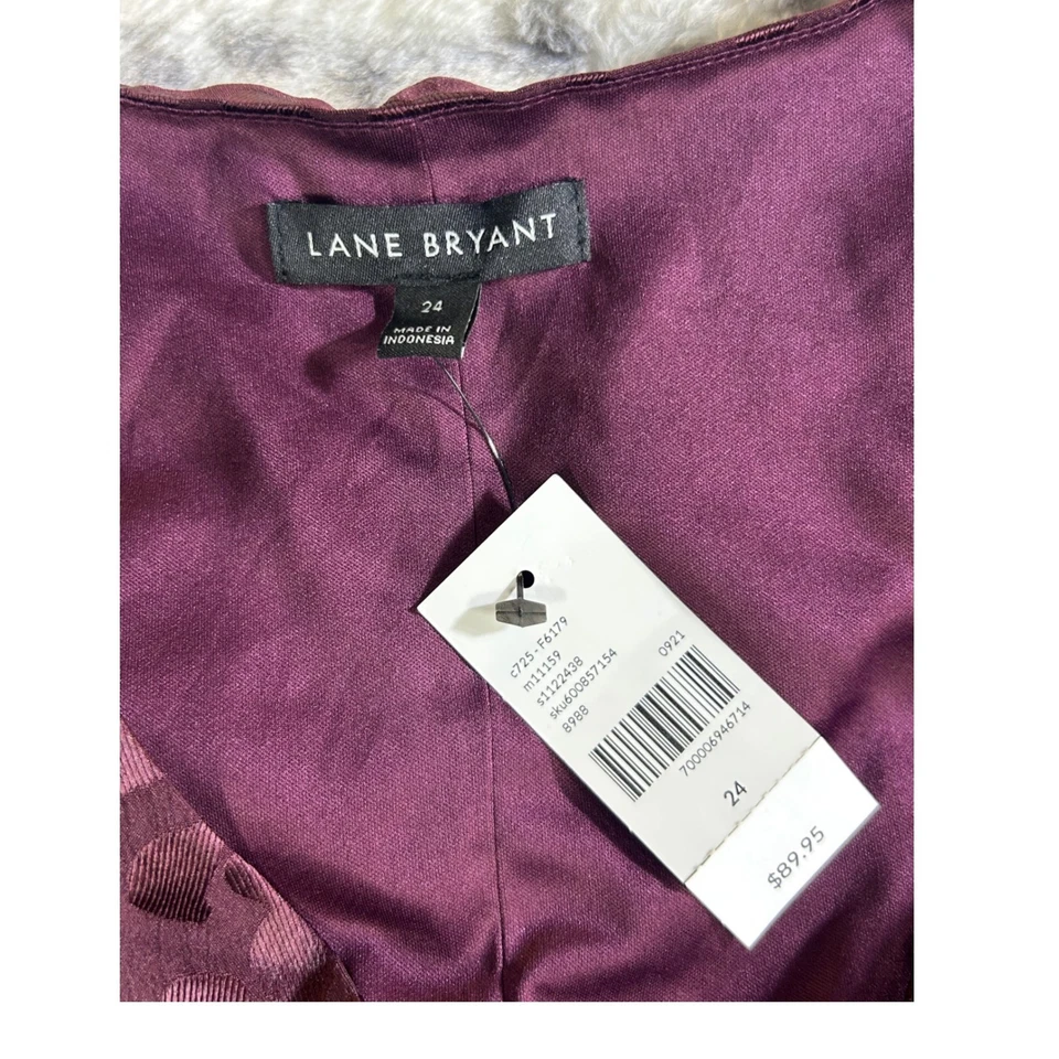 Nuevo con etiquetas Vestido Lane Bryant Para Mujer 24 Ciruela Púrpura Estampado Animal Manga Larga Midi Envolvente Foto 3 de 4