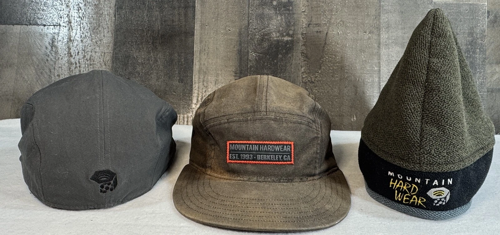 Mountain Hardwear 3 Hat Lot Brown Green Gray Outdoor Caps Adjustable