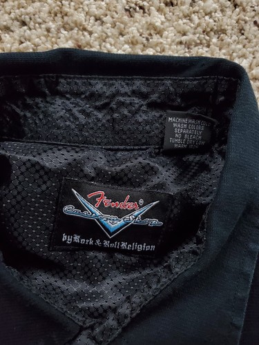 Vintage Fender Custom Shop Shirt Mens XL Black Embroidered Waves Guitar Samurai - Picture 7 of 15