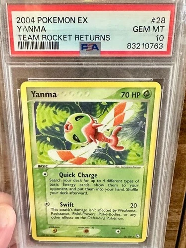 PSA 10 Gem Mint Yanma 2004 EX Team Rocket Returns #28 - Low pop - 21 !