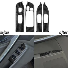 4Pcs Real Carbon Fiber Window Lift Switch Panel Cover For Infiniti G35 2002-2004
