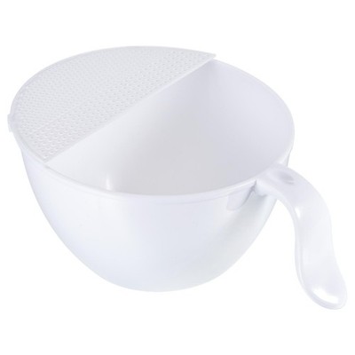 Rice Washing Bowl Kitchen Strainer Colander Cleaning vegetables Fruit White