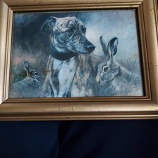 "Dignaty" Two Hares Abd A Lurcher Card Picture