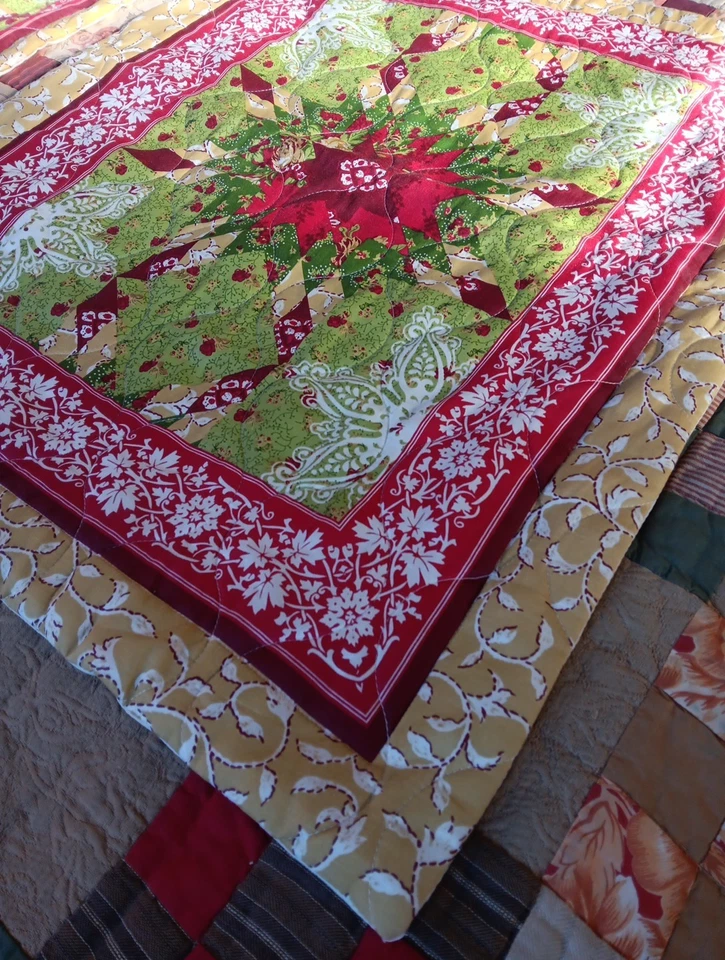 Mainstay Julianna Holiday Star Poinsettia Quilted Pillow Shams 20" X 26" 2pc - Image 3 of 4