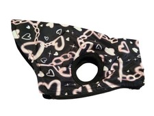 XS Dog Coat Jacket  Black Pink Heart Chain Print Warm Padded Pet Vest