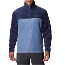 Columbia Mens Jacket Size Medium Two Tone Blue Full Zip Fleece Mount Grant New