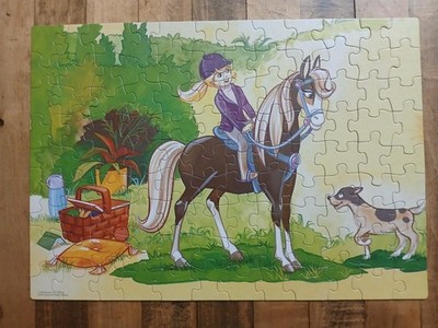 RARE 1995 Rose Art : POLLY POCKET - PONY PICNIC - 100 pc PUZZLE (100% Complete)
