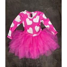 Bums Roses Pink White Heart Bamboo Tutu Romper Dress 6-12 Months Valentine