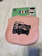 Oxford Mississippi Double Decker Bus Pink Baby Bib New With Tag By MV Sport