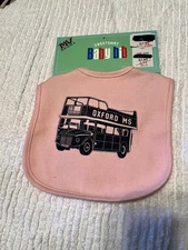 Oxford Mississippi Double Decker Bus Pink Baby Bib New With Tag By MV Sport