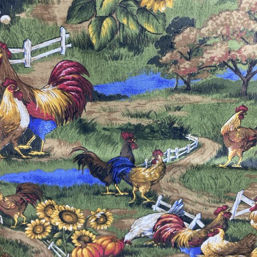 Cranston Cotton Fabric Chickens Sunflowers Quilting 2 yards VTG country pumpkins - Picture 9 of 9