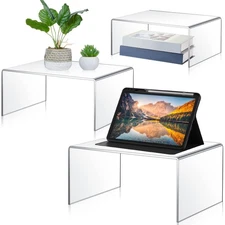 3 Pcs Extra Large 14, 13, 12 Inch Acrylic Display Risers Clear Acrylic Shelf ...