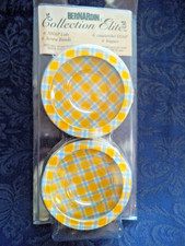 VTG BERNARDIN COLLECTION ELITE (6) YELLOW GINGHAM REG DOME LIDS & BANDS  ~ NOS