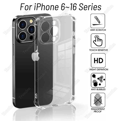For iPhone 16 15 14 13 12 11 XR X 8 7 6 6s Shockproof Clear Phone Case Cover Lot