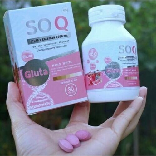SOQ Gluta Kollagen 1000 mg Sommersprosse Anti-Aging reduziert dunkle Flecken Falten 30 Kappen - Bild 5 von 20