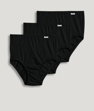 Jockey L20116 Womens Black Cotton Elance 3-Pack Briefs Panty Size 7