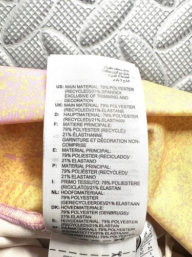 Pantaloncini Adidas Adicolor riciclati Beach Biker rosa/giallo lunghezza intera vita alta XS - Foto 11 di 13