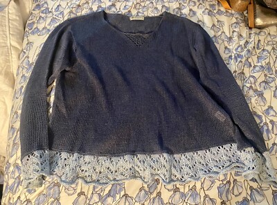 inis meain sweater wms small blue linen UK
